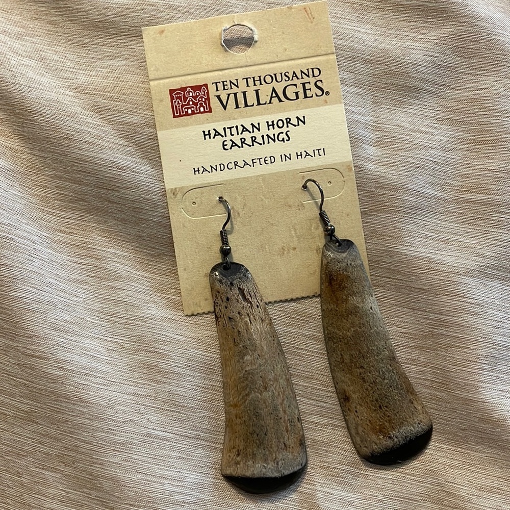 Ten Thousand villages Haitian Horn Earrings